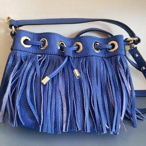 Milly Royal Blue Fringe Drawstring Crossbody